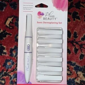 Plum Beauty Personal Hair Trimmer Portable Sonic Dermaplaning Set Battery